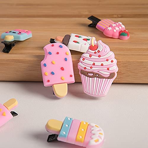 Starvis Rainbow Ice Cream Mermaid Unicorn Hair Clips Set - 20pcs Kids Hair Accessories for Girls & Toddlers (2 Cards) - Perfect for Birthday Parties, School, and Daily Hair Styling