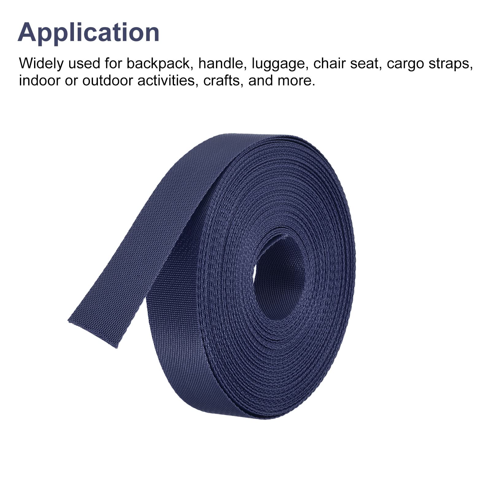MeccaniXity 1-Inch Flat Nylon Webbing Strap - 15 Yards Dark Blue - Heavy Duty Adjustable Belt for Backpacks, Luggage, Cargo Straps & Outdoor Gear - Perfect for Travel, Camping & DIY Projects