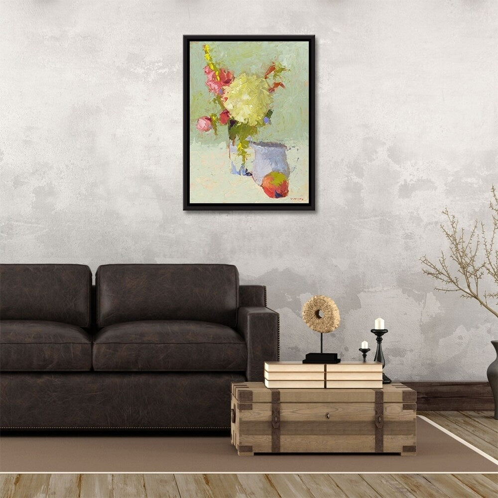 Blue Hydrangea Floral Art Print - Gallery Wrapped Canvas with Pitcher - Perfect for Living Room, Bedroom & Office Wall Decor