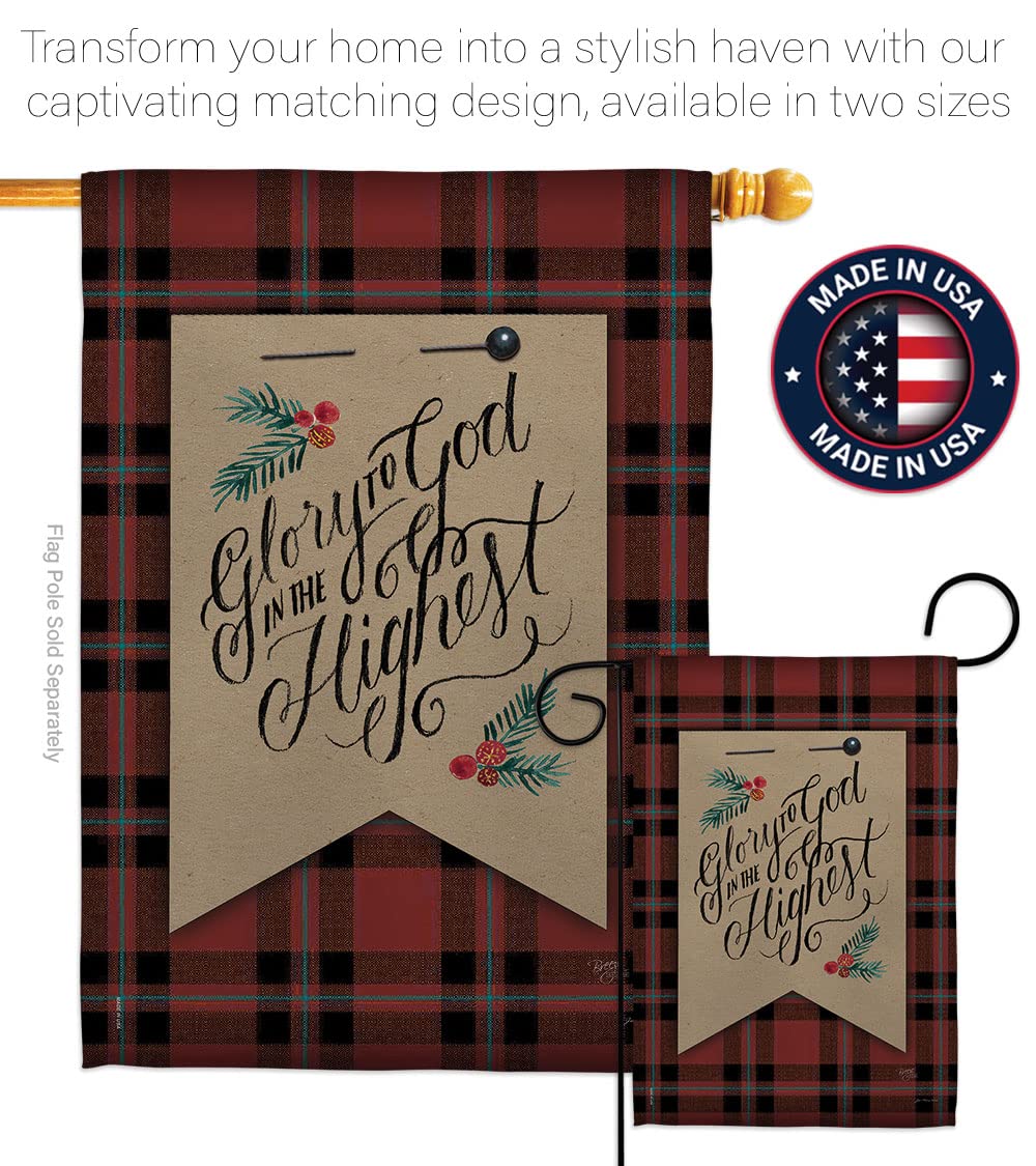 Christmas Garden Flag Set - Glory to God Winter Decor 13x18.5in for Holiday Yard