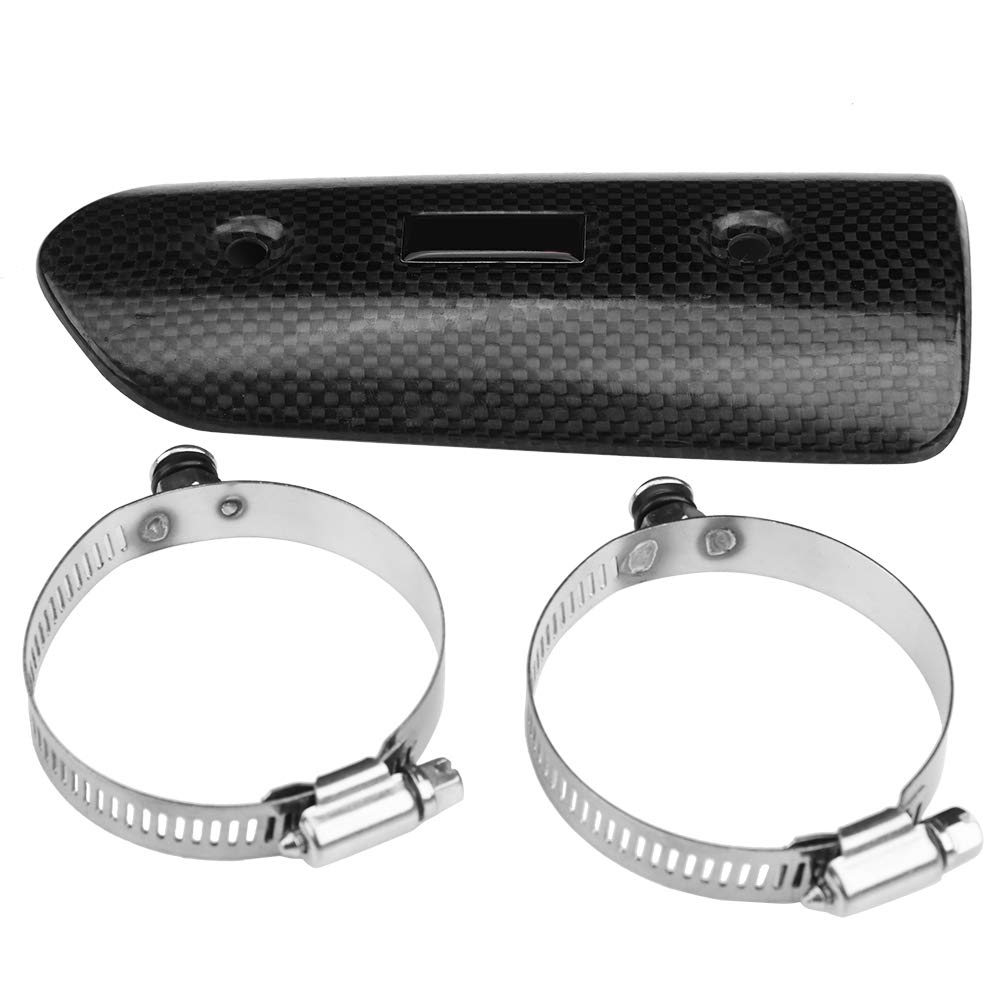 Aukson Universal Motorcycle Exhaust Heat Shield - Carbon Fiber Exhaust Pipe Cover Protector for Middle Pipe | Heat Protection for Harley, Honda, Yamaha & More | Perfect for Long Rides & Hot Weather Protection