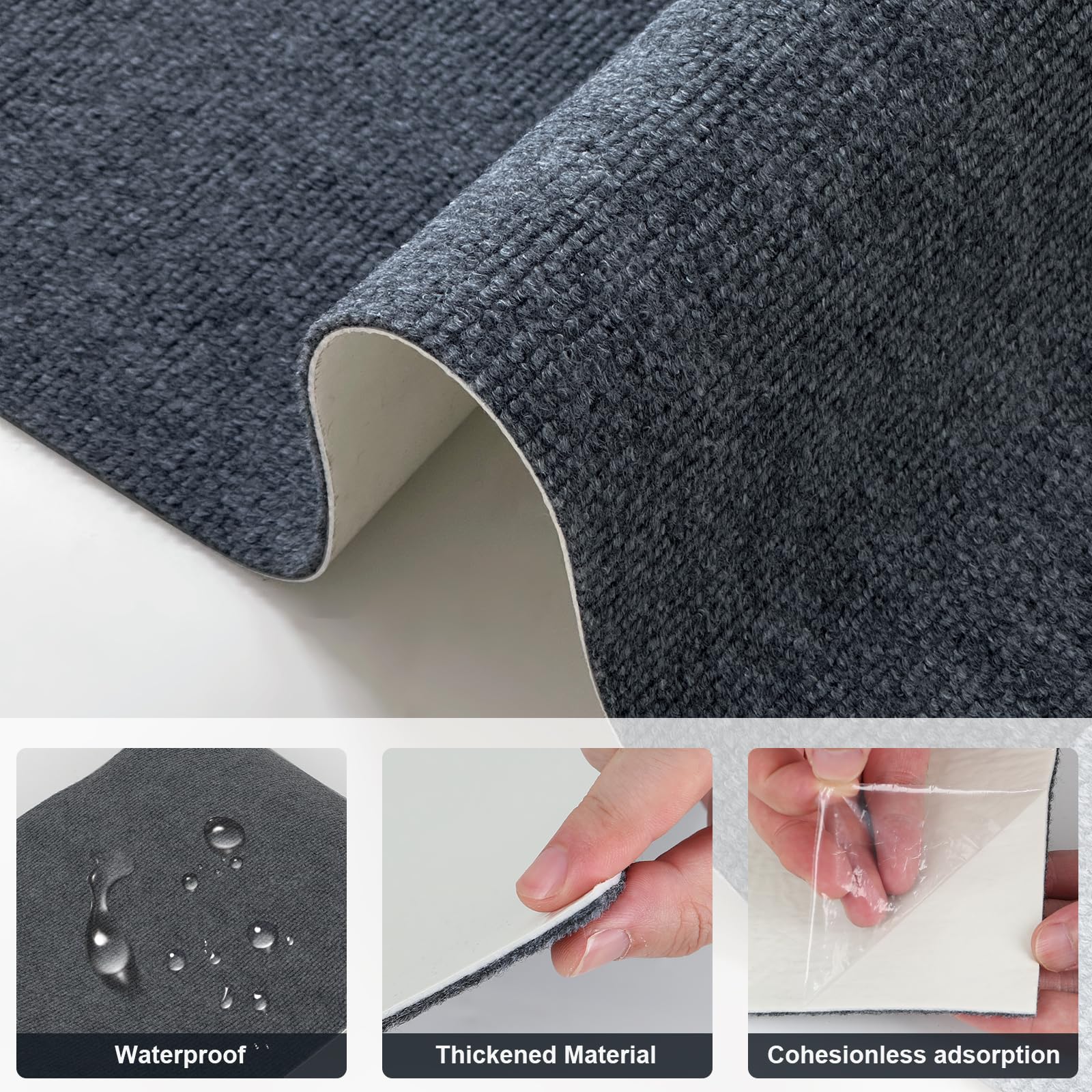 Premium Non-Slip Peel and Stick Carpet Tiles - 15.7