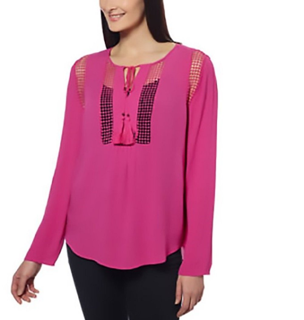 Women's Crinkle Blouse - Dusty Rose XXL Size | Flowy Casual Top for Work, Date Night & Spring Outfits