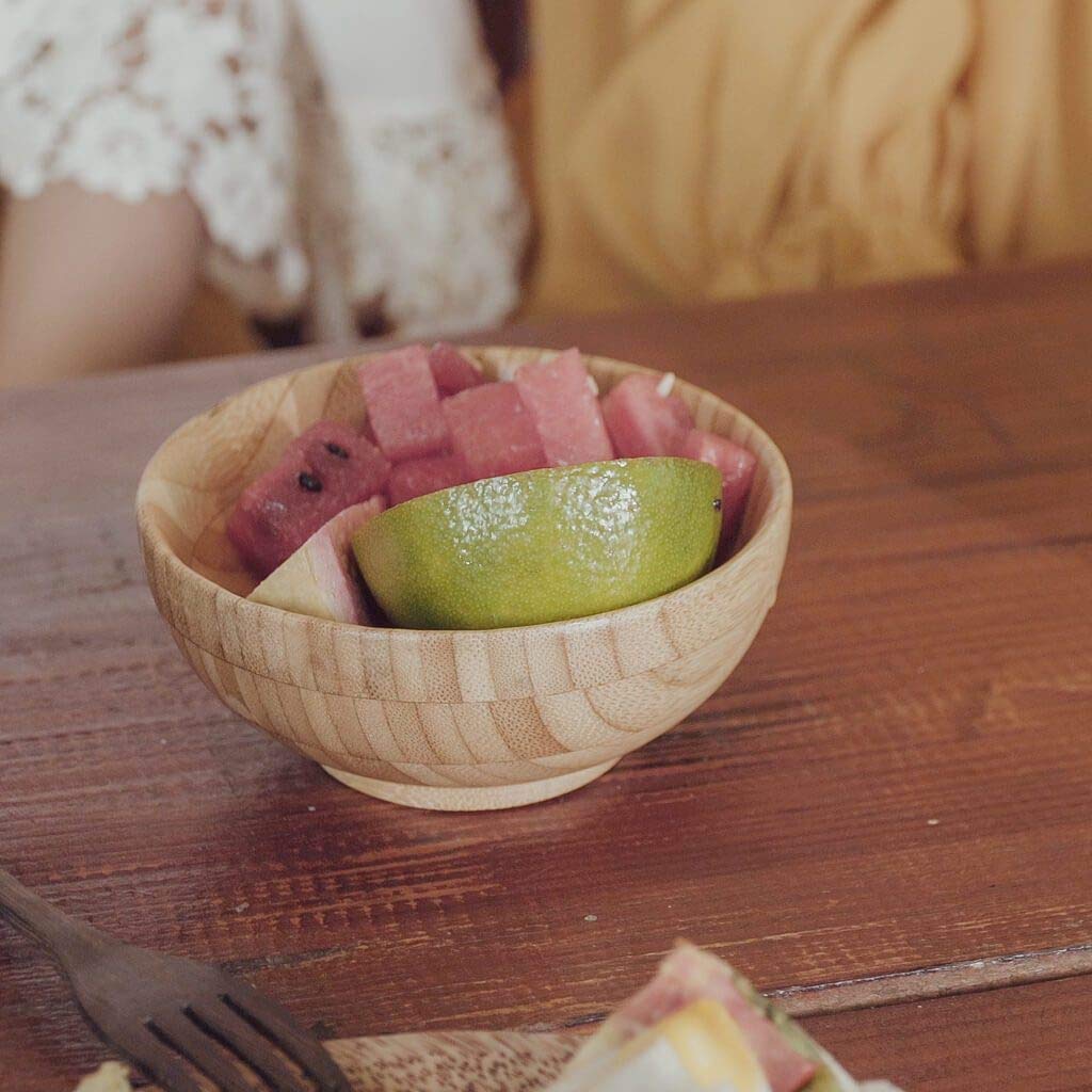 Eco-Friendly Bamboo Side Dish Bowls (4-Pack) - Natural Biodegradable Tableware for Fruit, Baby Food, Snacks & Appetizers - Sustainable Handmade Kitchen Gift - Perfect for Green Living, Picnics & Zero-Waste Homes