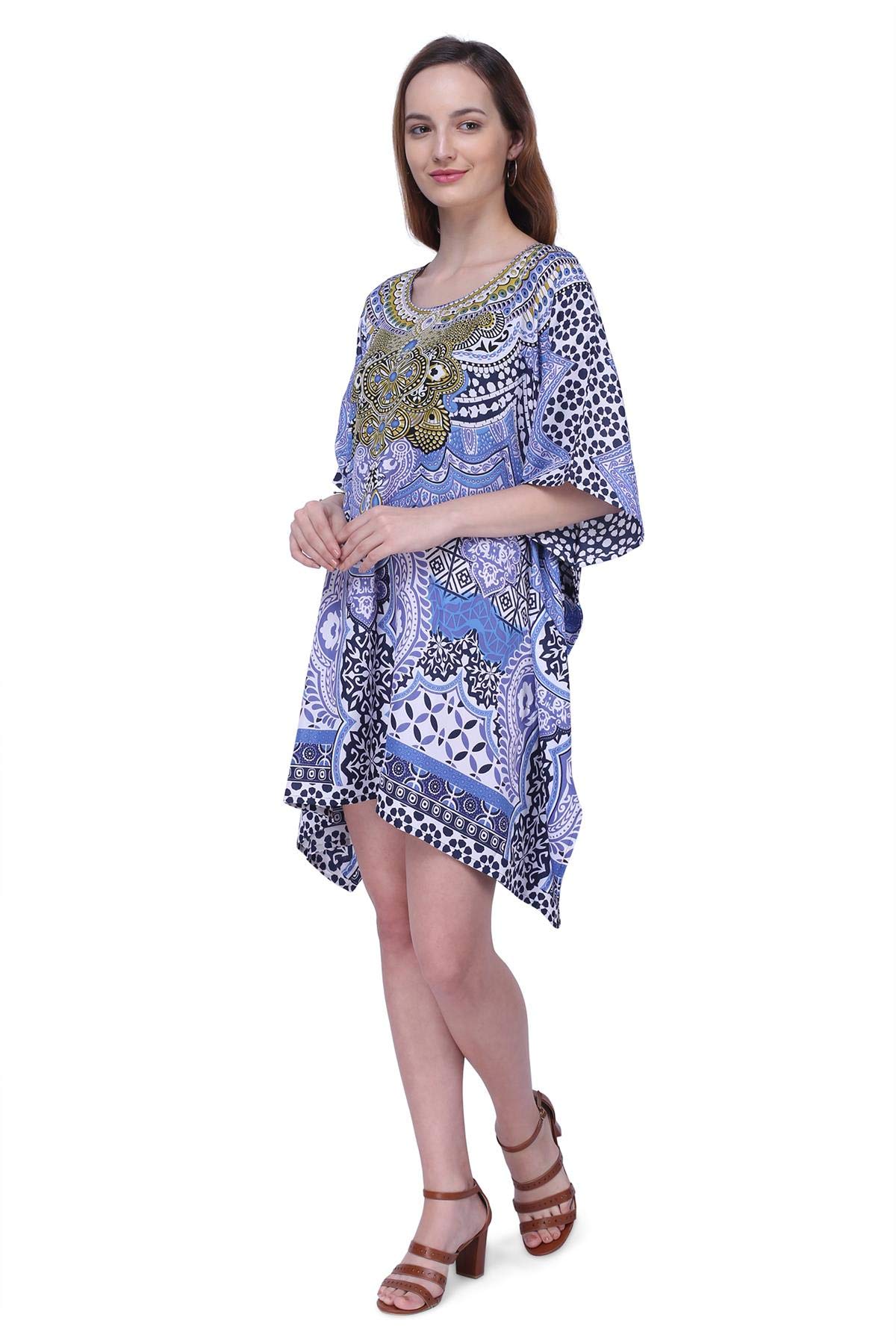 Miss Lavish London Women's Kaftan Tunic Kimono Maxi Dress - Flowy Summer Beach Cover Up Dress for Women, Plus Size Boho Chic Outfit for Vacation, Pool Party & Resort Wear