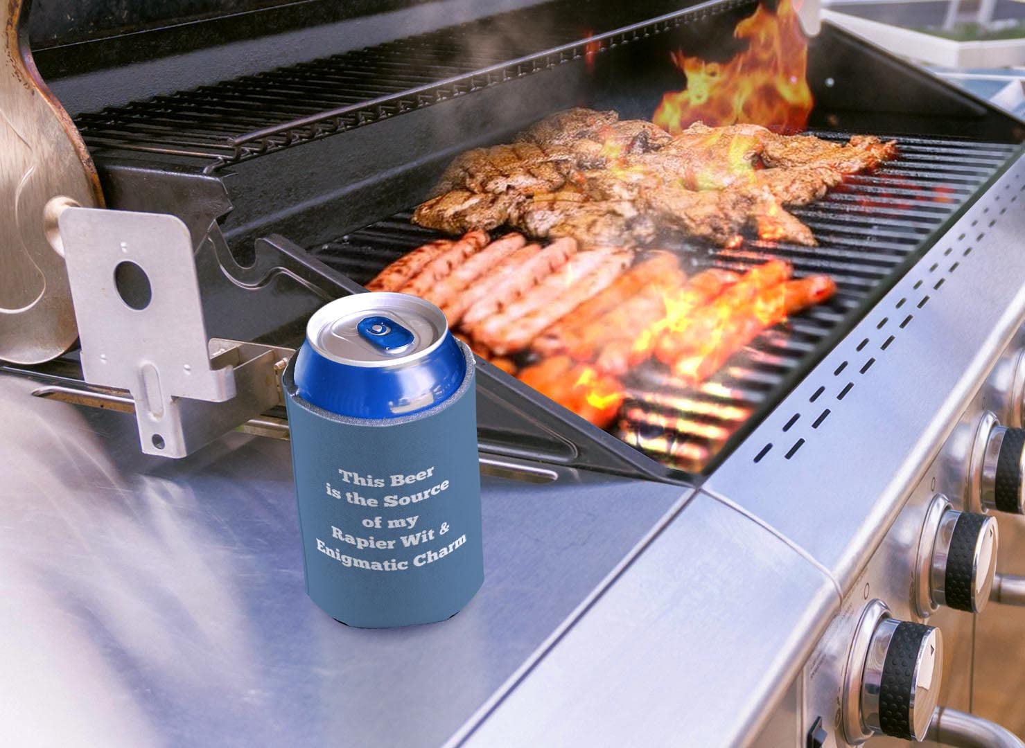 Personalized Custom Can Coolers 48-Pack - Engraved Text Coolie Sleeves for Drinks & Beverages - Perfect for Parties, BBQs, Tailgating & Outdoor Events - Blue