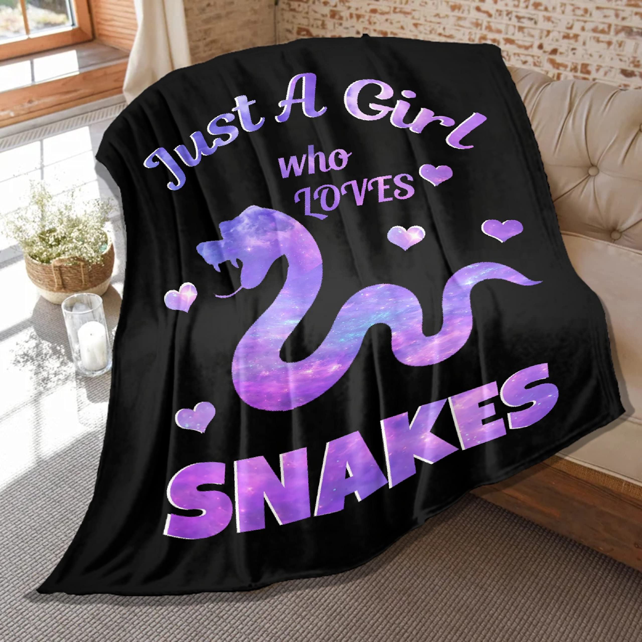 Soft Snake Print Flannel Plush Throw Blanket - Cozy Lightweight Blanket for Women & Men - Extra Large 120