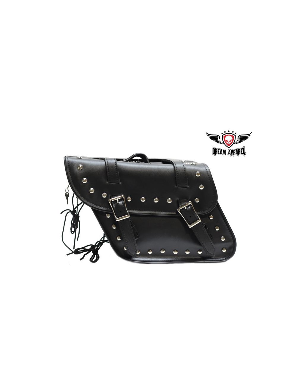 Black PVC Saddlebag With Studs - Stylish Motorcycle Accessory for Bikers & Travelers | Perfect for Harley Davidson & Cruiser Bikes