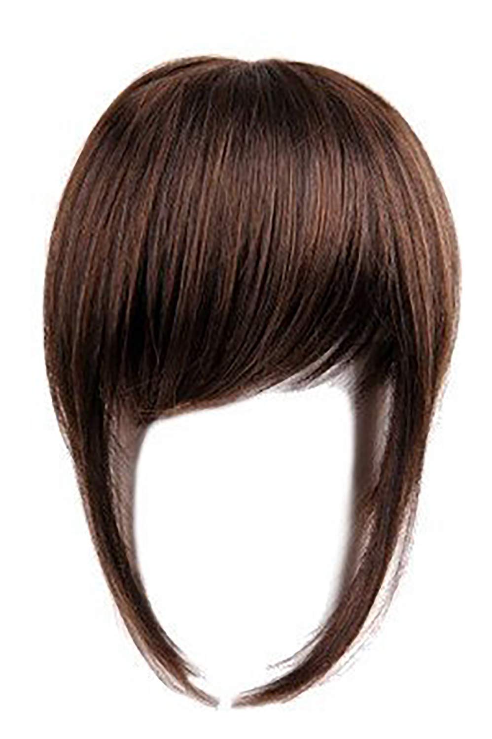 Wizme Clip-In Synthetic Hair Bangs for Women - Dark Brown Front Hair Fringe Extension | Perfect for Daily Wear, Cosplay & Costume Parties (Pack of 1)