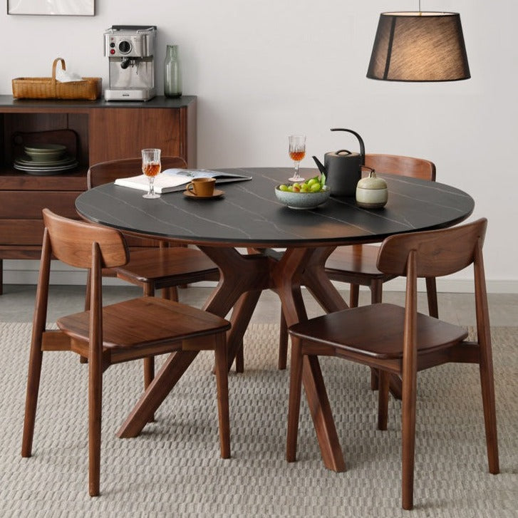 Premium Black Walnut Solid Wood Round Dining Table - 42 Inch Natural Wooden Kitchen Table for 4-6 People - Perfect for Family Dinners, Kitchen Islands & Dining Rooms