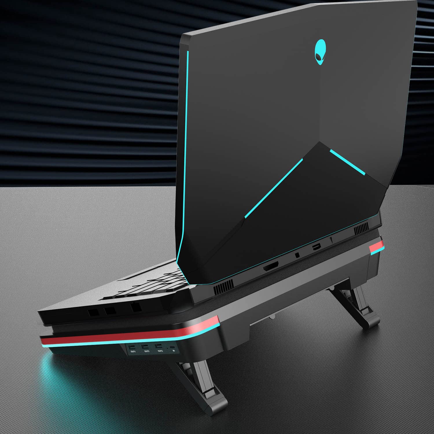 IETS GT500 High-Speed Laptop Cooling Pad with 5000 RPM Turbo Fan, RGB Lighting & 3-Port USB Hub - Adjustable Speed for 13-17.3 Inch Gaming Laptops - Perfect for Intense Gaming, Video Editing & Overheating Prevention