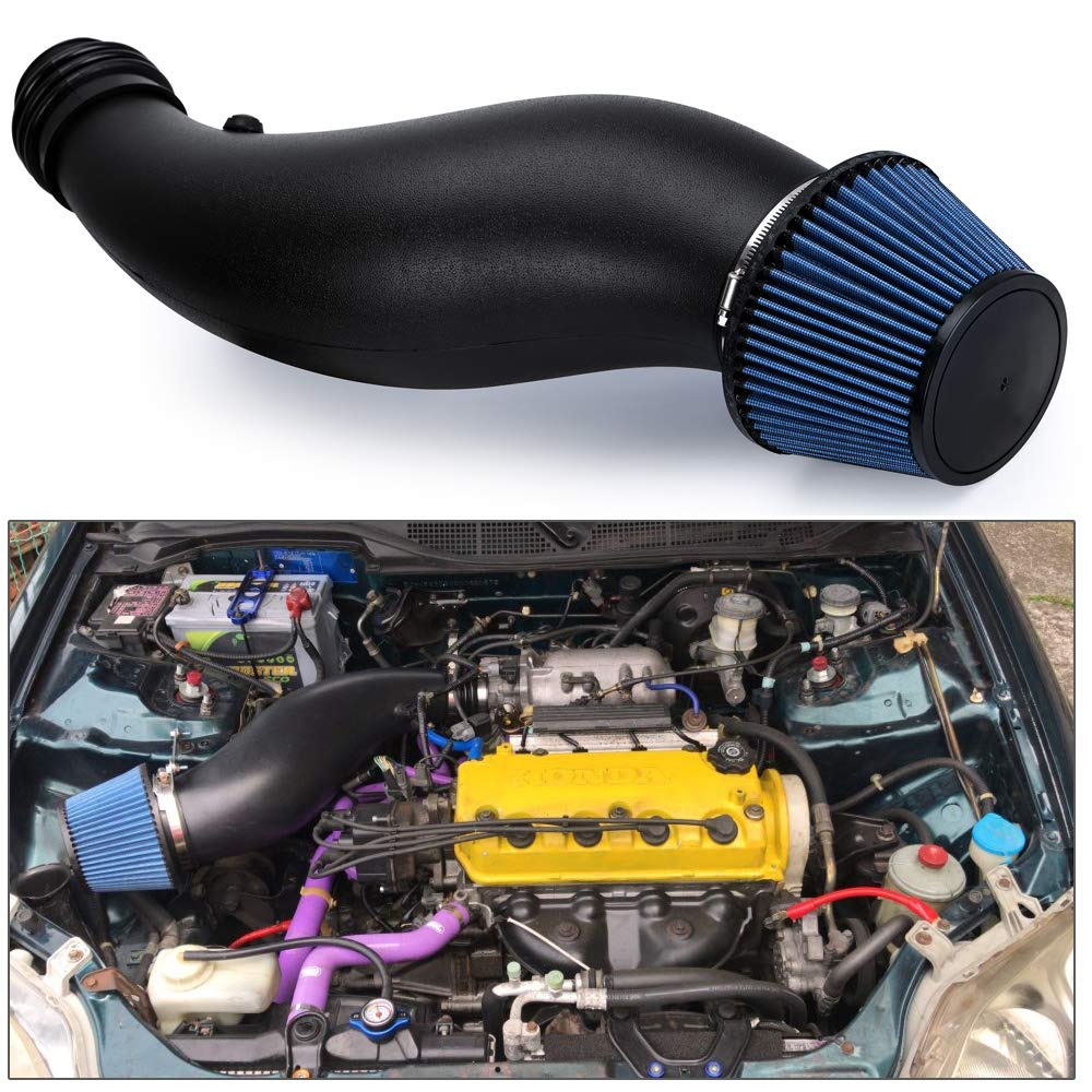 PTNHZ Plastic Air Intake Pipe Compatible with Honda Civic 1992-2000 EK EG Models - High Performance Replacement Part with Air Filter for Enhanced Engine Airflow & Fuel Efficiency