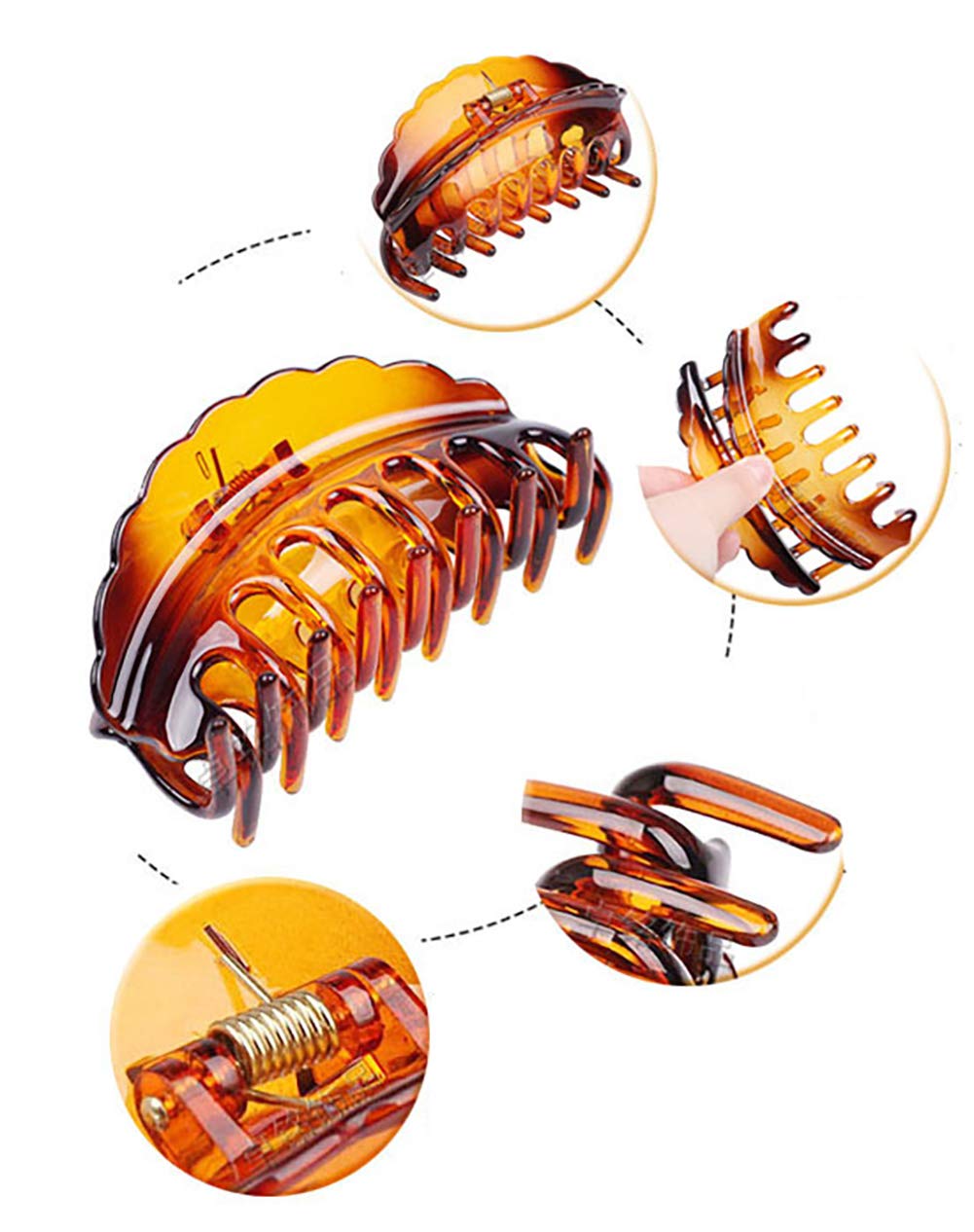 2PCS Crystal Plastic Hair Claw Clips - Non-Slip Banana Jaw Clips for Women, Hair Clamps for Thick Hair, Hair Grip Clips for Indoor & Outdoor Use - Perfect for Work, Gym, Beach and Daily Styling