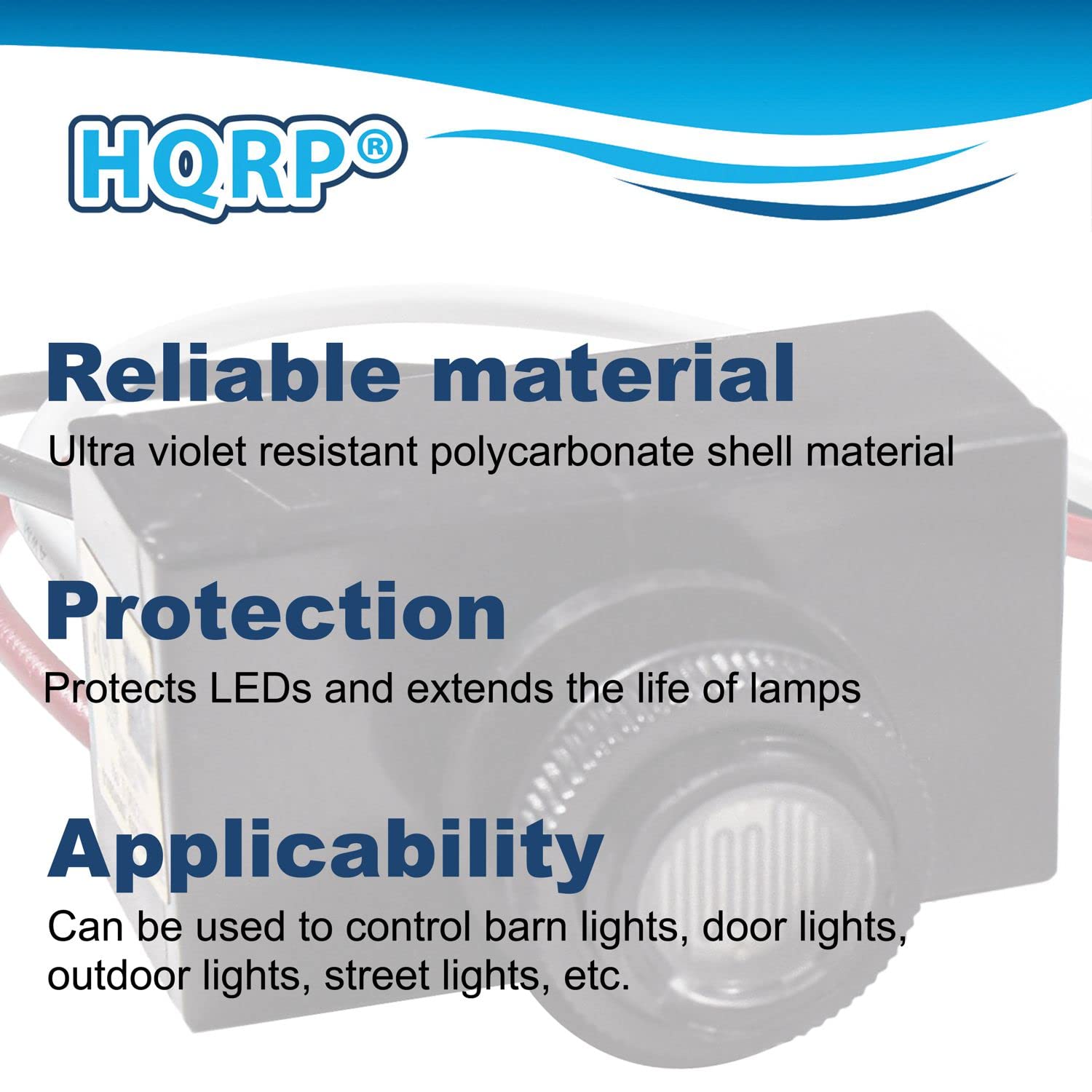HQRP Photocell Sensor Dusk to Dawn Light Switch - Outdoor Photoelectric Control for Street Lights, Garage & Barn Lighting - Weatherproof Automatic On/Off Sensor for Security & Energy Savings