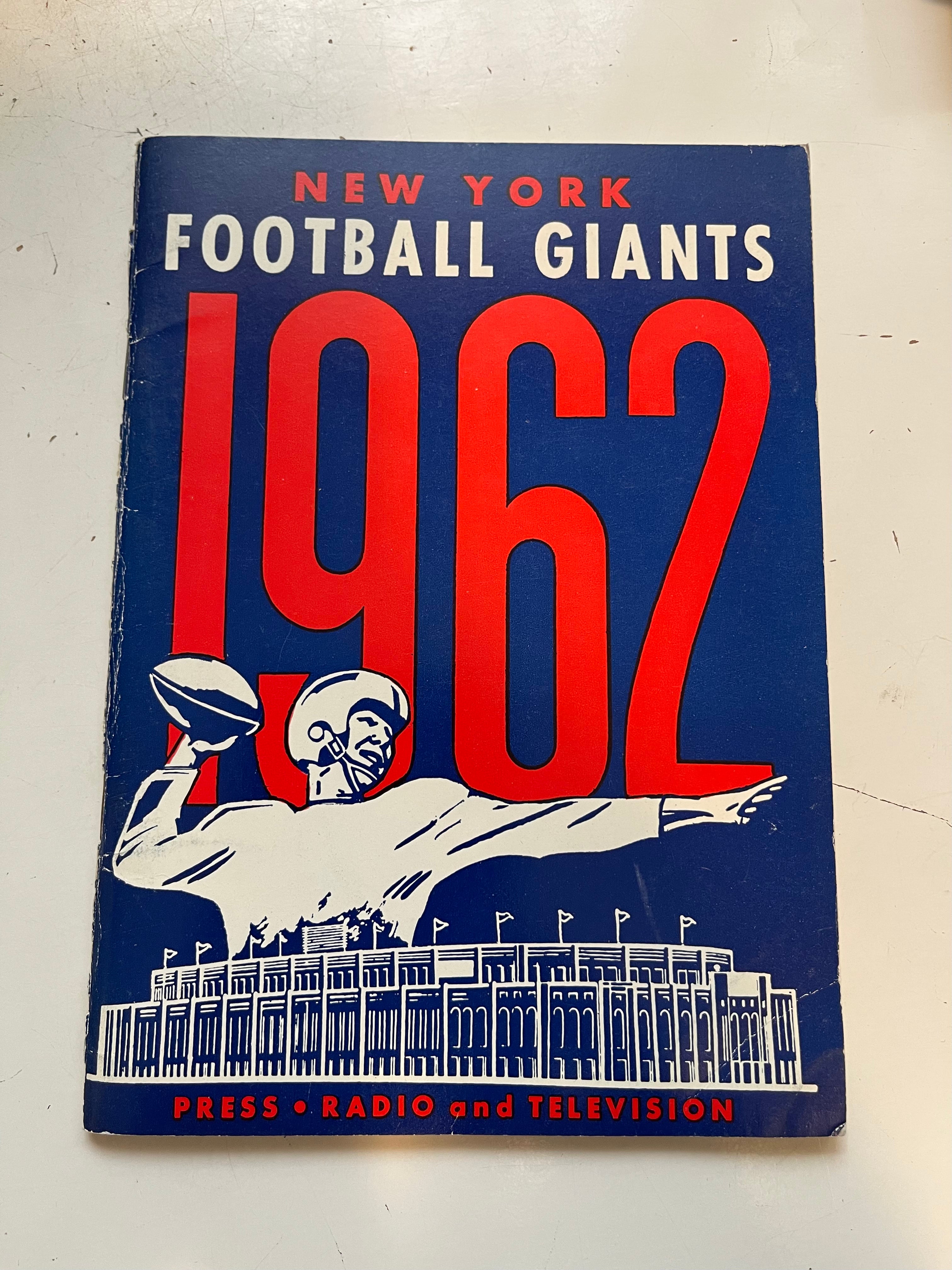 1962 New York Giants Football Media Press Guide - Rare Vintage NFL Collectible for Fans & Memorabilia Enthusiasts - Perfect for Display, Gifts & Sports History Collections