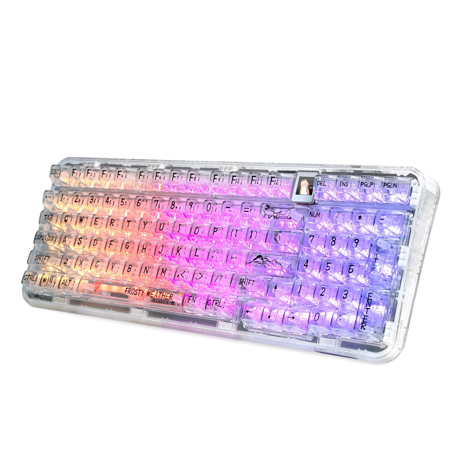 CoolKiller CK98 Hot-Swappable RGB Mechanical Keyboard with OLED - Wireless Gaming for PC/Mac (White, Ice Switches) - Perfect for Esports & Office Work