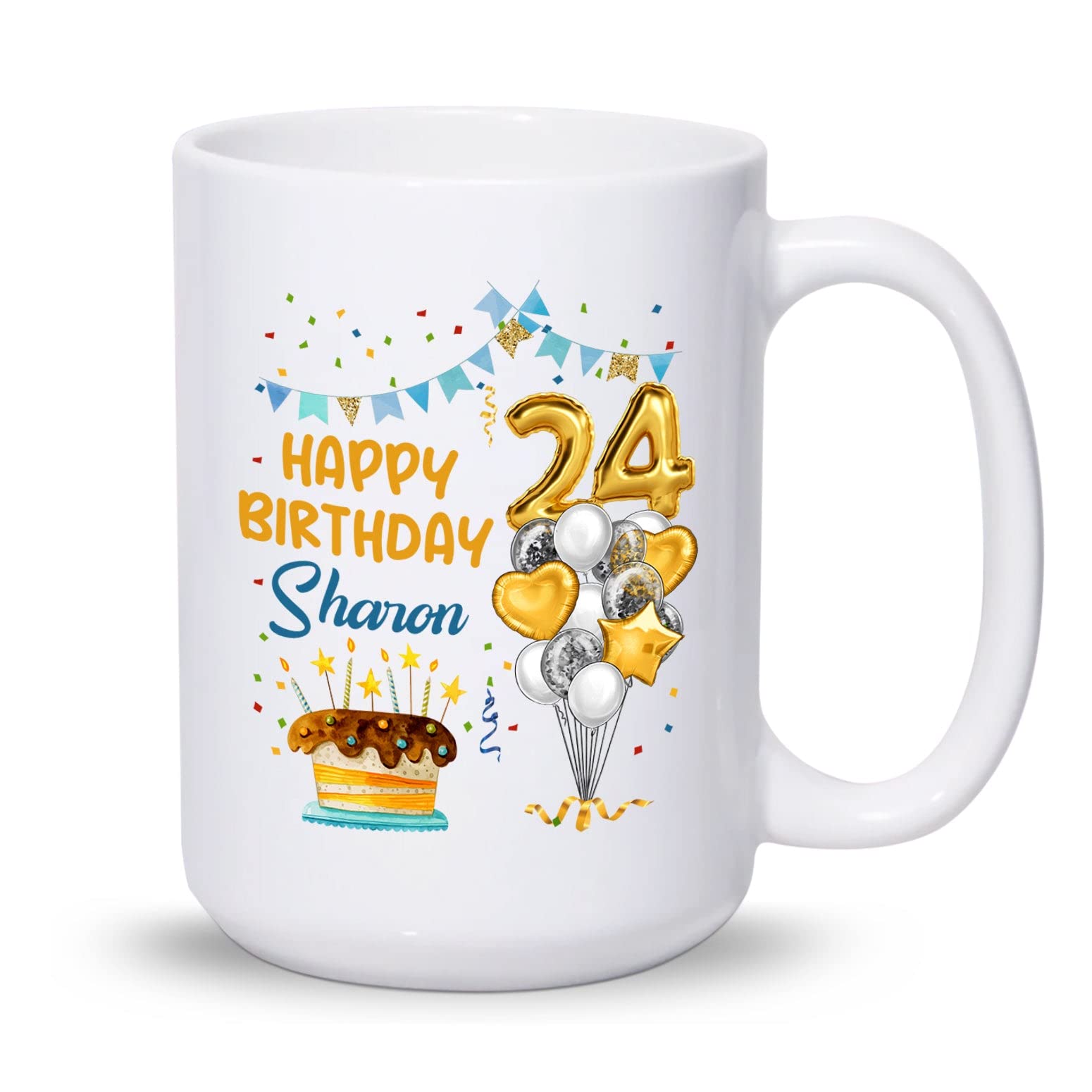 **Personalized Happy Birthday Coffee Mug - Custom Name 11oz & 15oz Porcelain Cup - Unique Birthday Gift for Women, Men, Friends - Perfect for Celebrations, Office, Home & Party Decor**