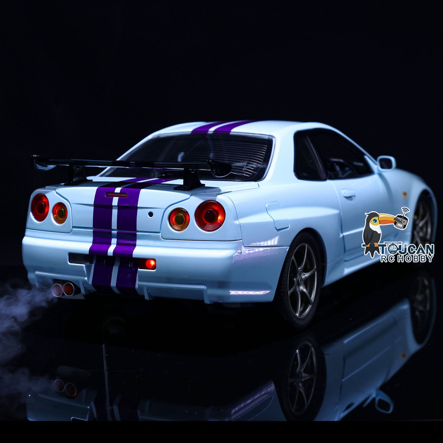 1/8 Scale R34 RC Racing Car 4WD High Speed Remote Control Drift Car with Metal Chassis, Smoke & Sound Effects - Ready to Run (RTR) - Perfect for Off-Road Racing, Drifting & Backyard Fun