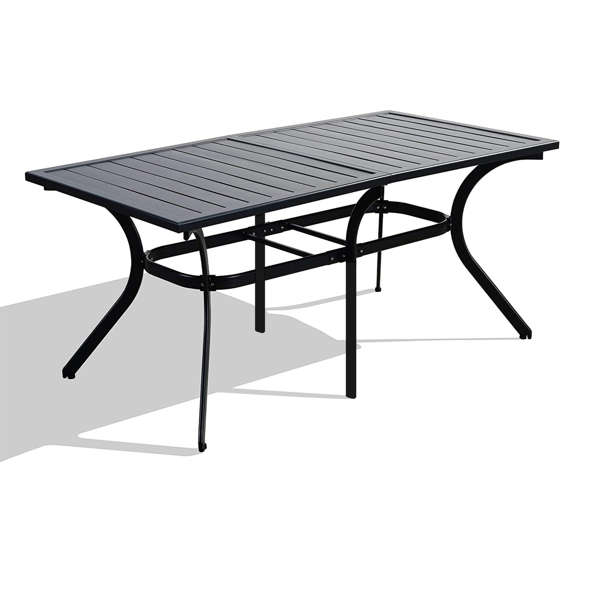 PURPLE LEAF 6-Person Outdoor Aluminum Dining Table with Adjustable Height & Slatted Tabletop - Large Rectangle Patio Table for Garden, Porch, Deck | Perfect for Outdoor Dining, BBQs, and Entertaining Guests
