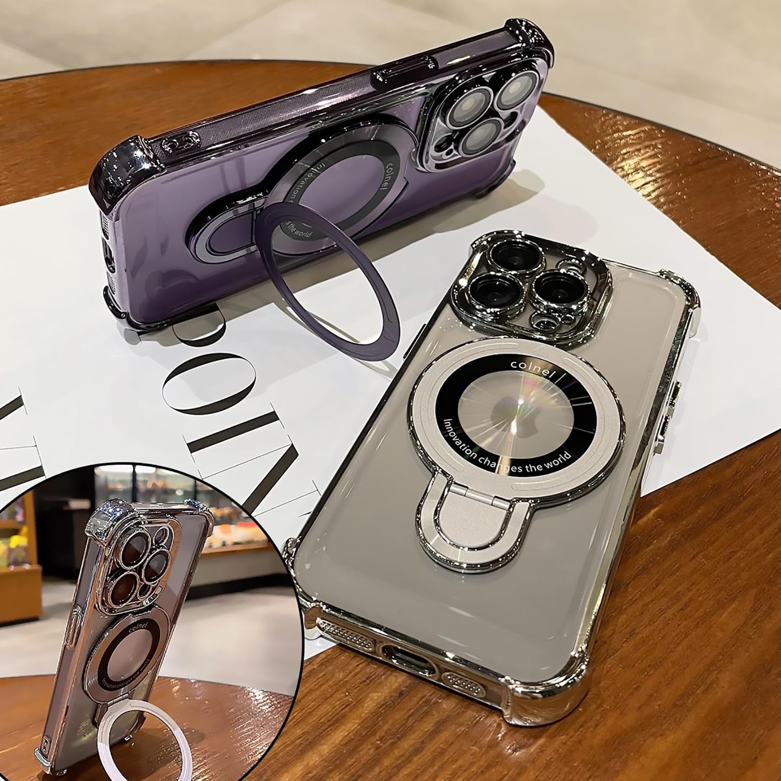 Magnetic Ring Stand Case for iPhone 14 Pro Max - Military Grade Shockproof, Slim Design, MagSafe Compatible, Purple | Perfect for Work, Travel & Everyday Protection
