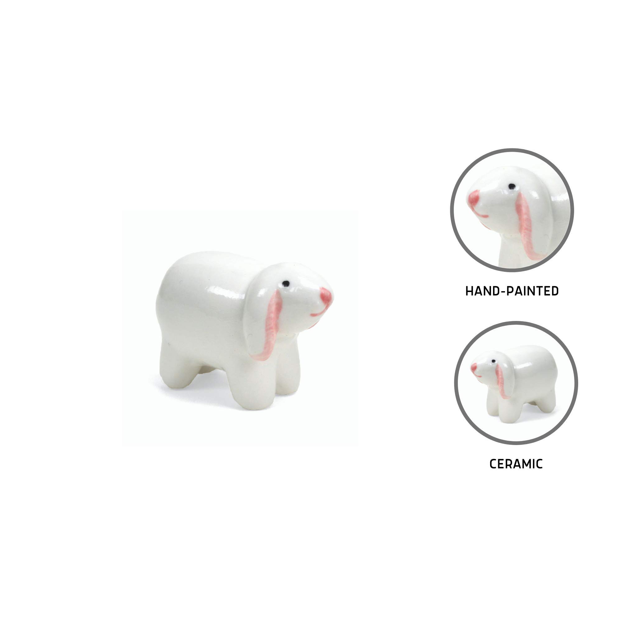 Hand Painted Ceramic Miniature Sheep Figurine - 1.25