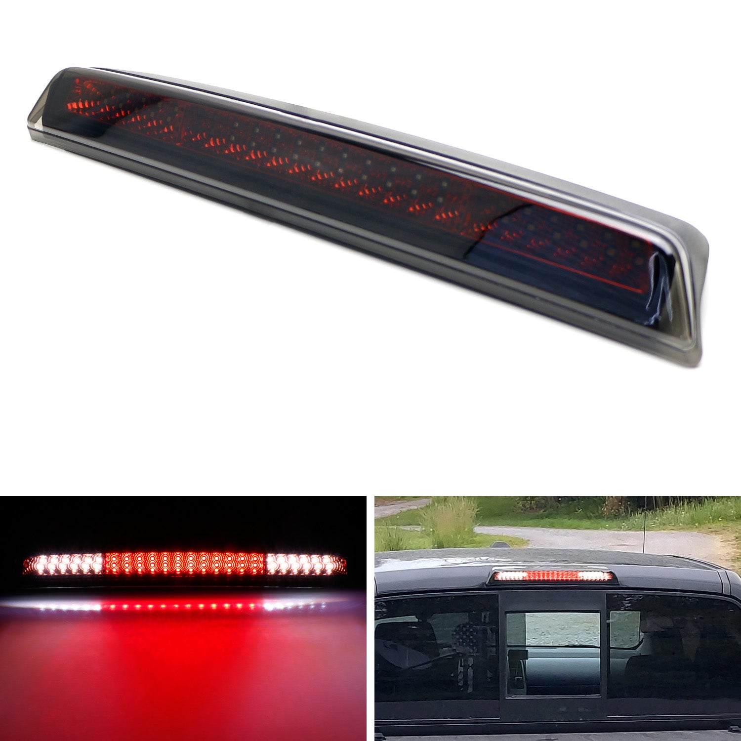 F1 Style Strobe Smoke Lens LED High Mount 3rd Brake Light for 2004-2015 Nissan Titan - Enhanced Visibility & Safety for Night Driving & Racing