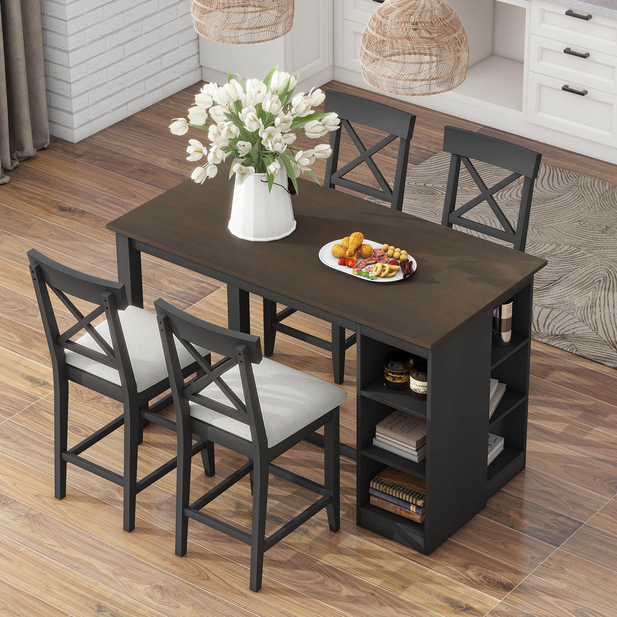 Harper & Bright Designs 5-Piece Farmhouse Dining Set - 60