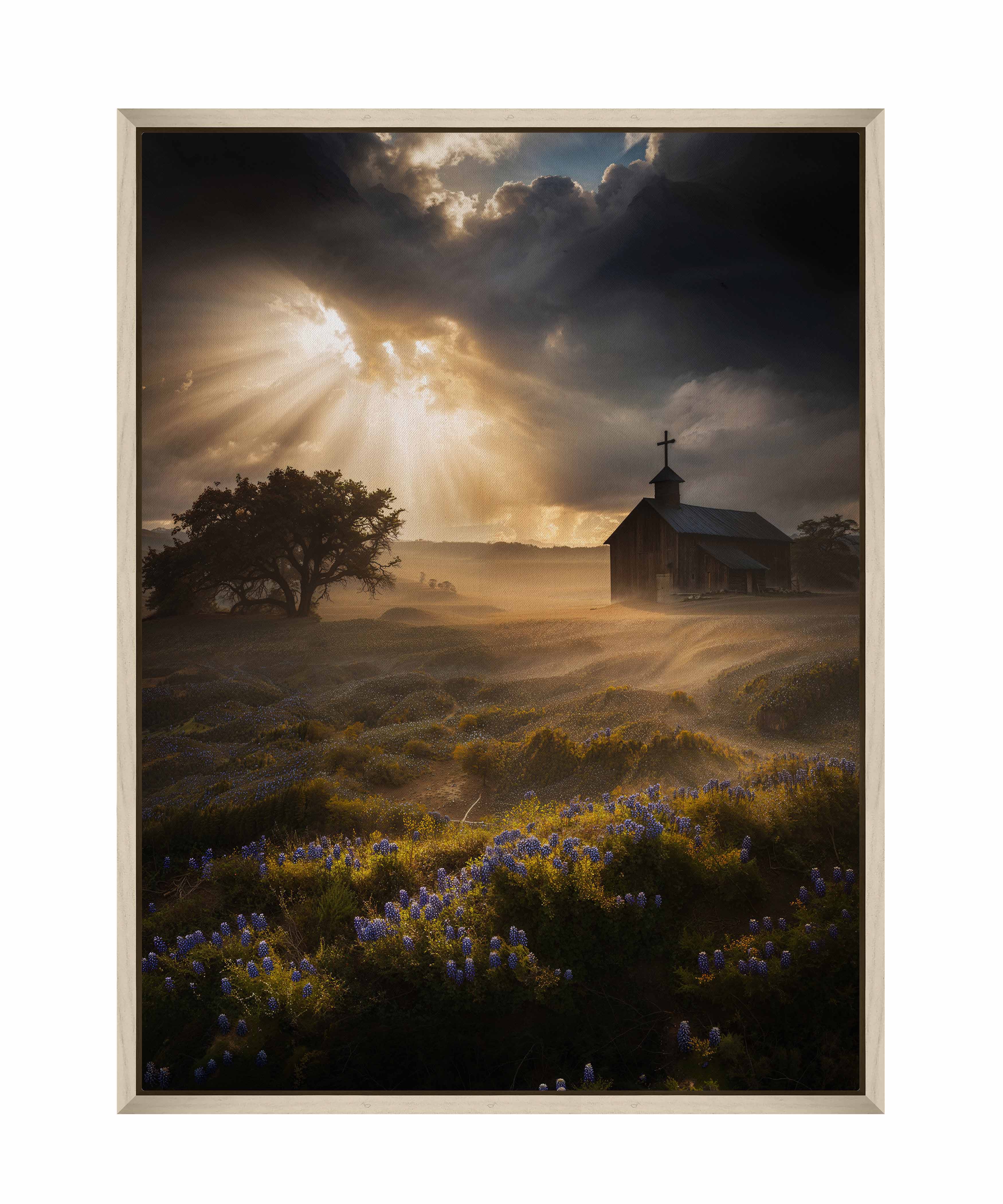 Celestial Rays Over Lone Star Land II - Stunning Galaxy Space Art Print on Gallery Wrapped Canvas - Perfect for Living Room, Bedroom & Office Wall Decor