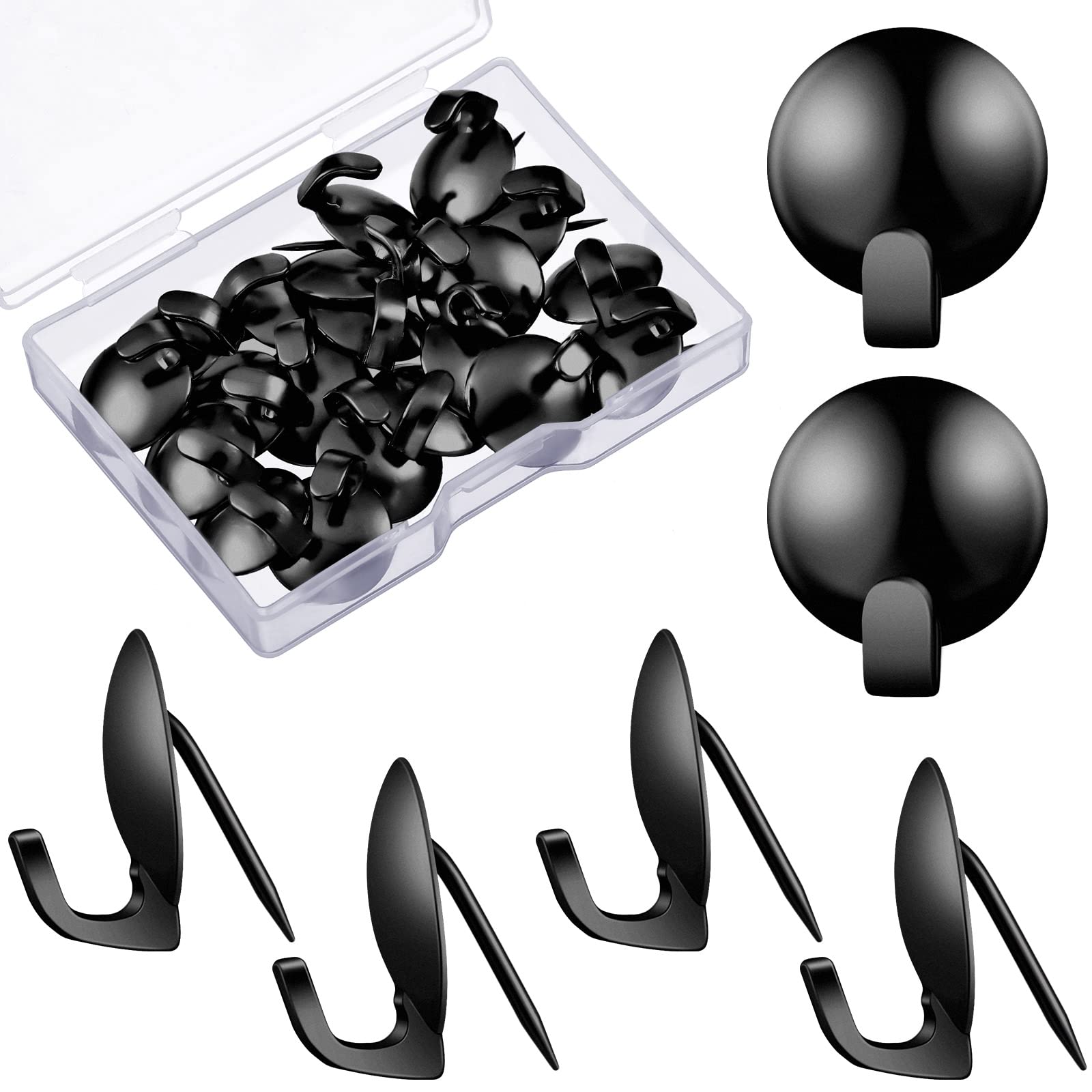 30 Pcs Heavy Duty Metal Cubicle Hooks - Fabric Panel Wall Hooks & Push Pins for Office, Kitchen, Home - Picture Hangers Holds Up to 20 lbs (Black) - Perfect for Organizing Keys, Hats, Coats and Decorations