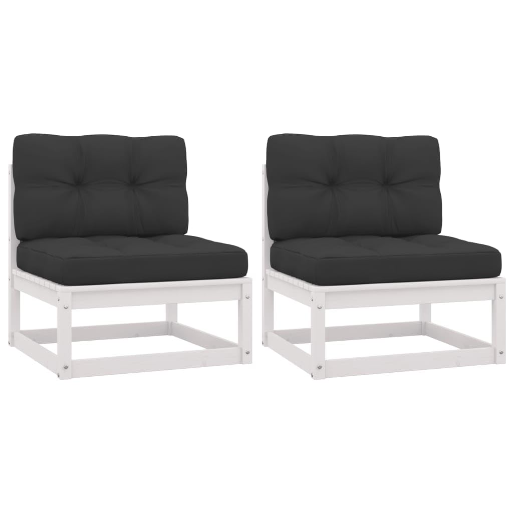 2-Piece Patio Middle Sofa Set with Anthracite Cushions - Solid Pine Wood Outdoor Furniture for Garden, Deck, or Poolside Relaxation