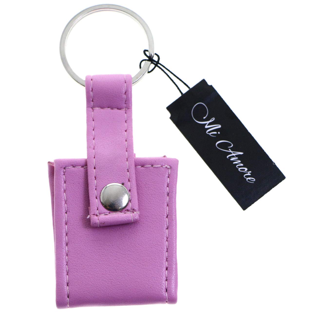 Pink and Silver-Tone Snap Picture Frame Keychain - Perfect for Photos, Gifts, and Travel Accessories