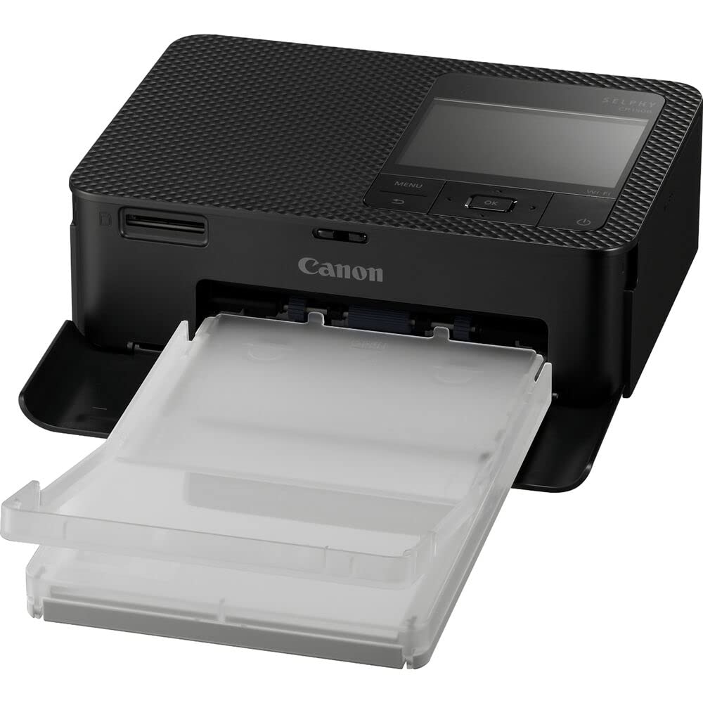 Canon SELPHY CP1500 Compact Photo Printer (Black) - Wireless Portable Inkjet Printer with RP-108 Ink & Paper Set, 64GB SD Card, Cleaning Kit & Accessories for Home, Office & Travel Photography