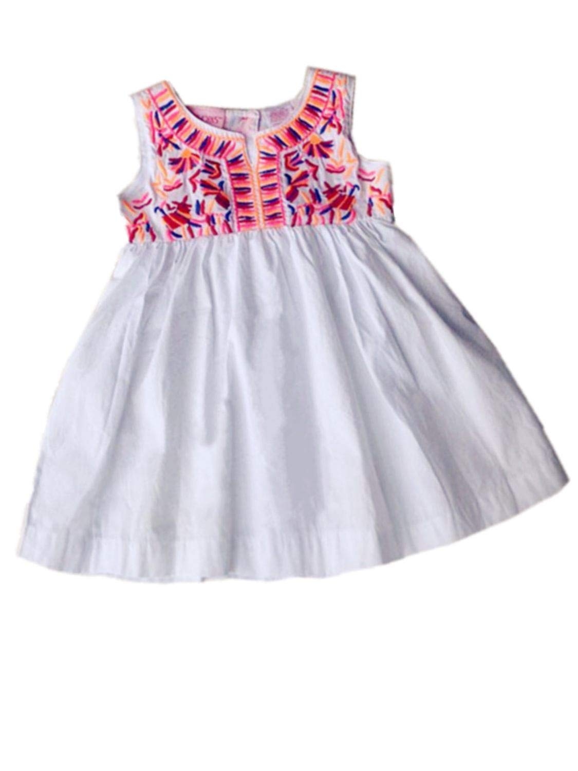 Heartworks Toddler Girls White Spring Dress with Colorful Embroidery - Floral Summer Dress for 2T - Perfect for Easter, Birthday Parties & Outdoor Playdates