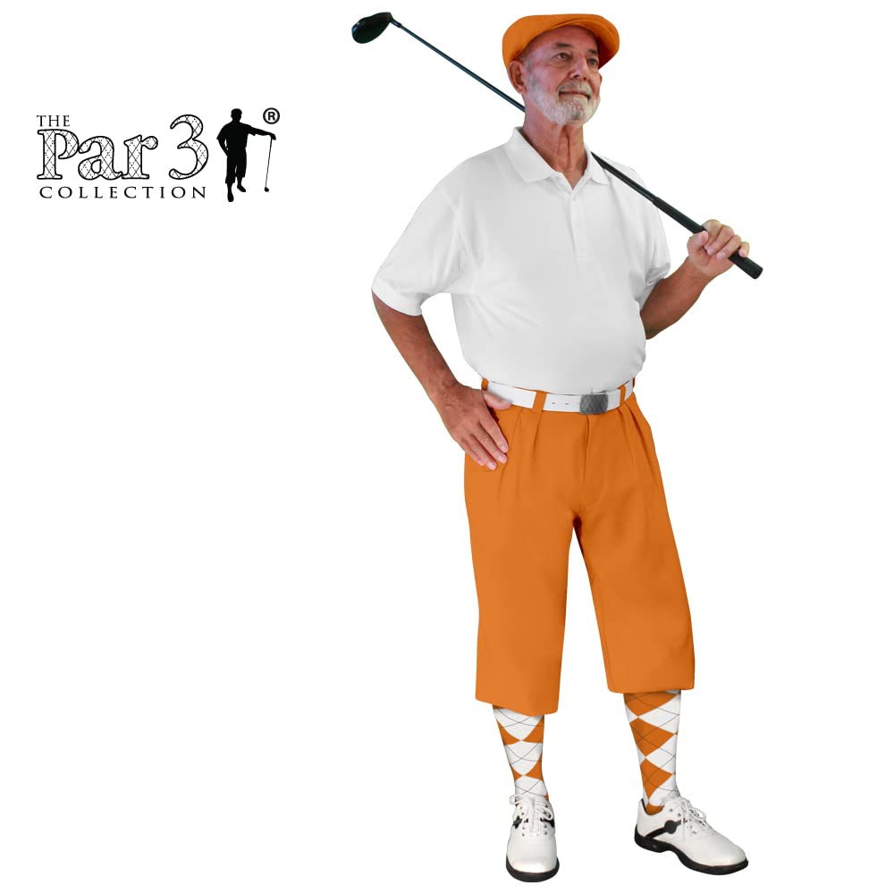 Premium Orange Microfiber Plus Fours for Men - Comfortable Golf & Casual Wear Pants