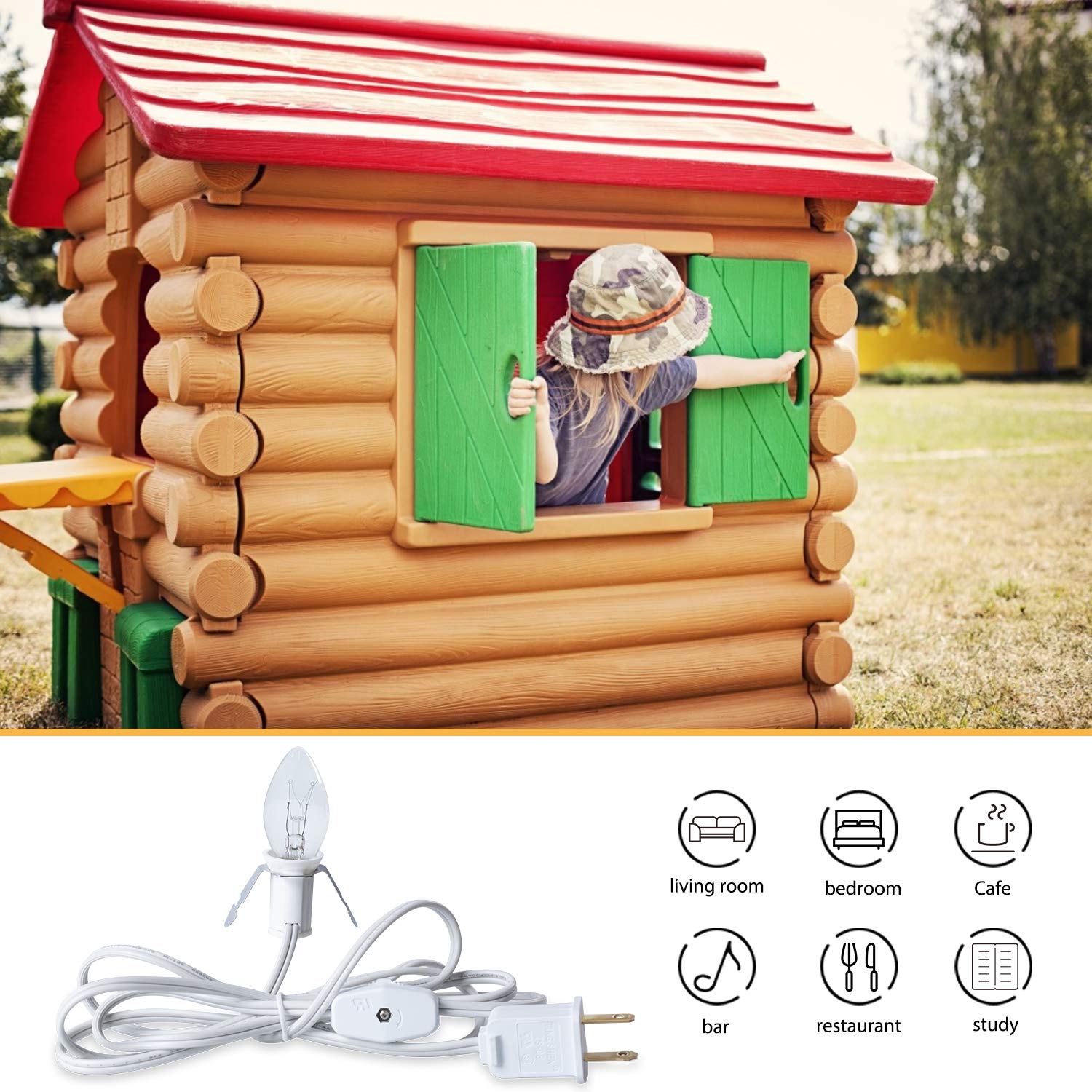 Minetom 6ft Christmas Village Light Cord with On/Off Switch - 2 Pack Holiday Decorative String Lights for Tree, Mantel, Window & Small Object Illumination