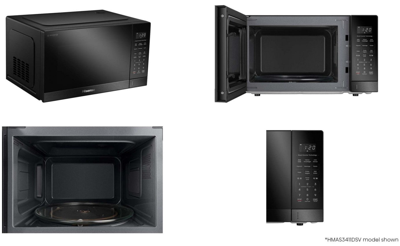 Hisense 42L 1100W Inverter Microwave Oven with Dark Stainless Steel Finish - HMAS4211DSV - Perfect for Kitchen, Dorm & Small Spaces - Fast, Even Cooking & Reheating