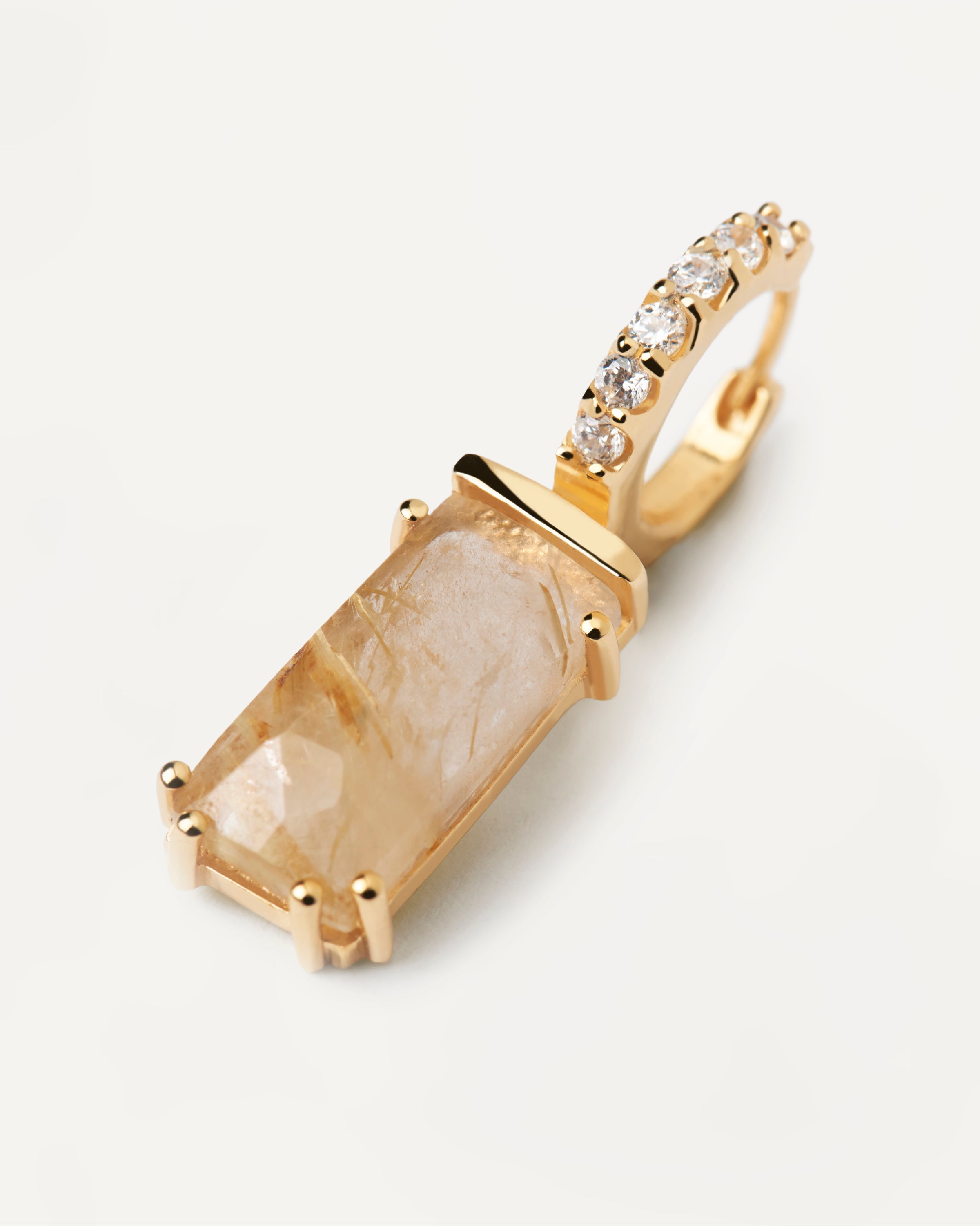 Kaori Rutilated Quartz Single Earring - Elegant Handmade Jewelry for Women | Perfect for Weddings, Parties & Special Occasions
