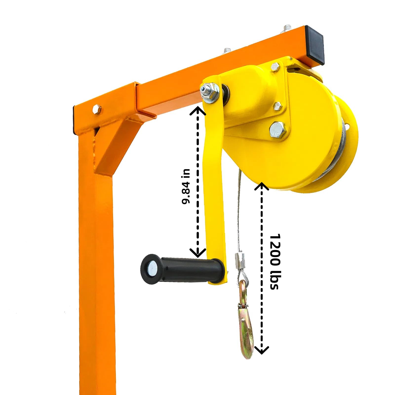 50FT Heavy Duty Air Conditioner Lifting Crane - 400lbs Capacity Manual Hand Winch with Adjustable Bracket for Outdoor AC Unit Installation | Perfect for HVAC Technicians & DIY Home Improvement Projects