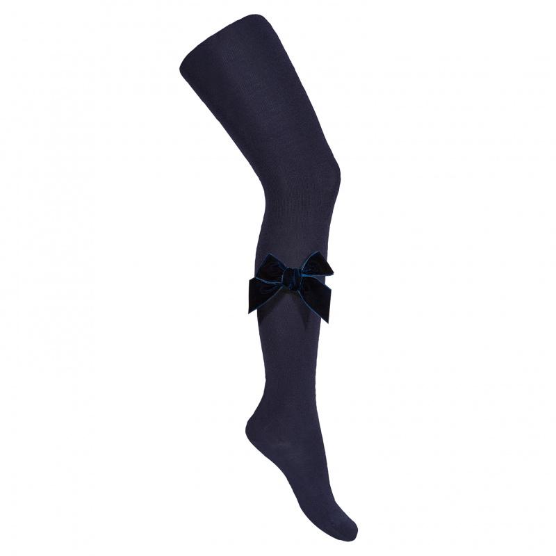 Navy Blue Velvet Bow Tights for Women - Soft Stretchy Comfortable Leggings - Perfect for Christmas, Parties, Weddings & Special Occasions