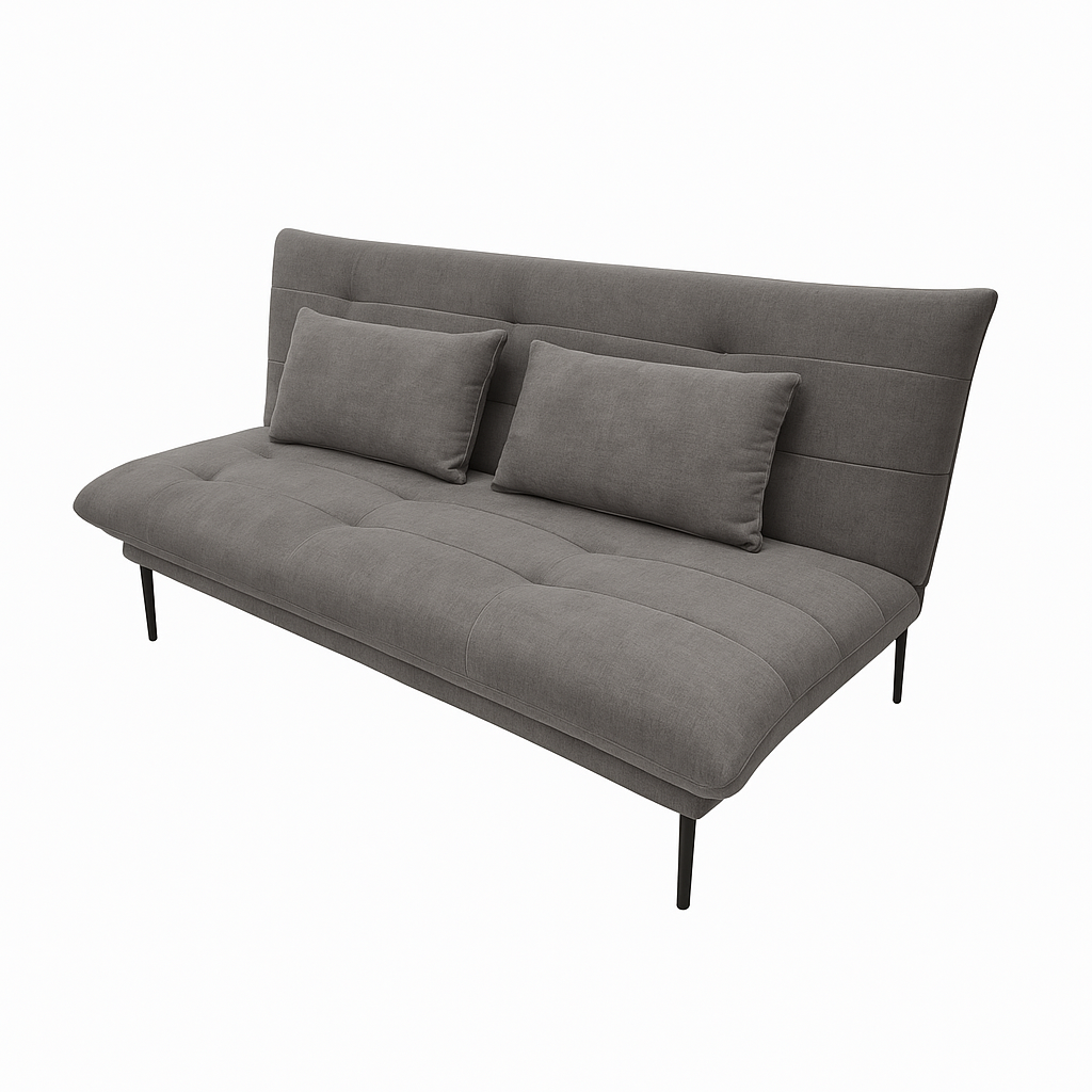 Lydia Grey Fabric Sofa Bed - Convertible Sleeper Sofa for Small Spaces, Guest Room & Studio Apartments | Comfortable Modern Futon with Sturdy Metal Frame | Perfect for Living Room, Bedroom & Office