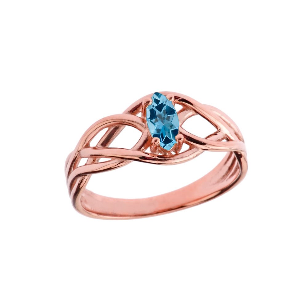 14K Rose Gold December Birthstone Celtic Knot Engagement & Promise Ring - Size 10.5 - Perfect for Anniversaries, Weddings & Special Occasions