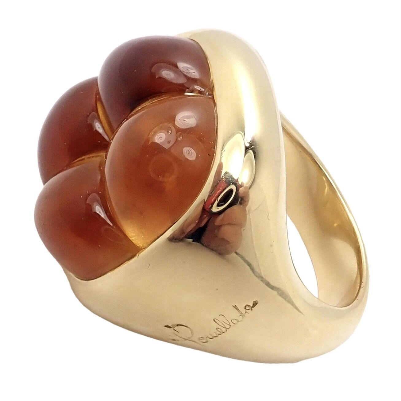Authentic Pomellato 18K Yellow Gold Citrine Ring Size 6.5 - Large Statement Jewelry for Women, Luxury Gift for Anniversary & Special Occasions