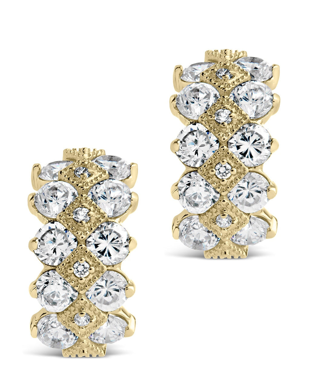 Lena CZ Hoop Earrings for Women - 925 Sterling Silver Cubic Zirconia Hanging Earrings - Perfect for Parties, Weddings & Everyday Wear