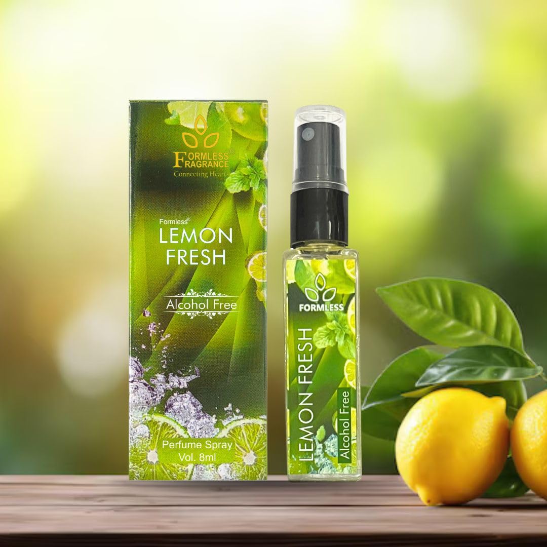 Refreshing Lemon Scent Alcohol-Free Body Spray Perfume 8ml - Perfect for Daily Use, Gym, Travel & On-the-Go Freshness