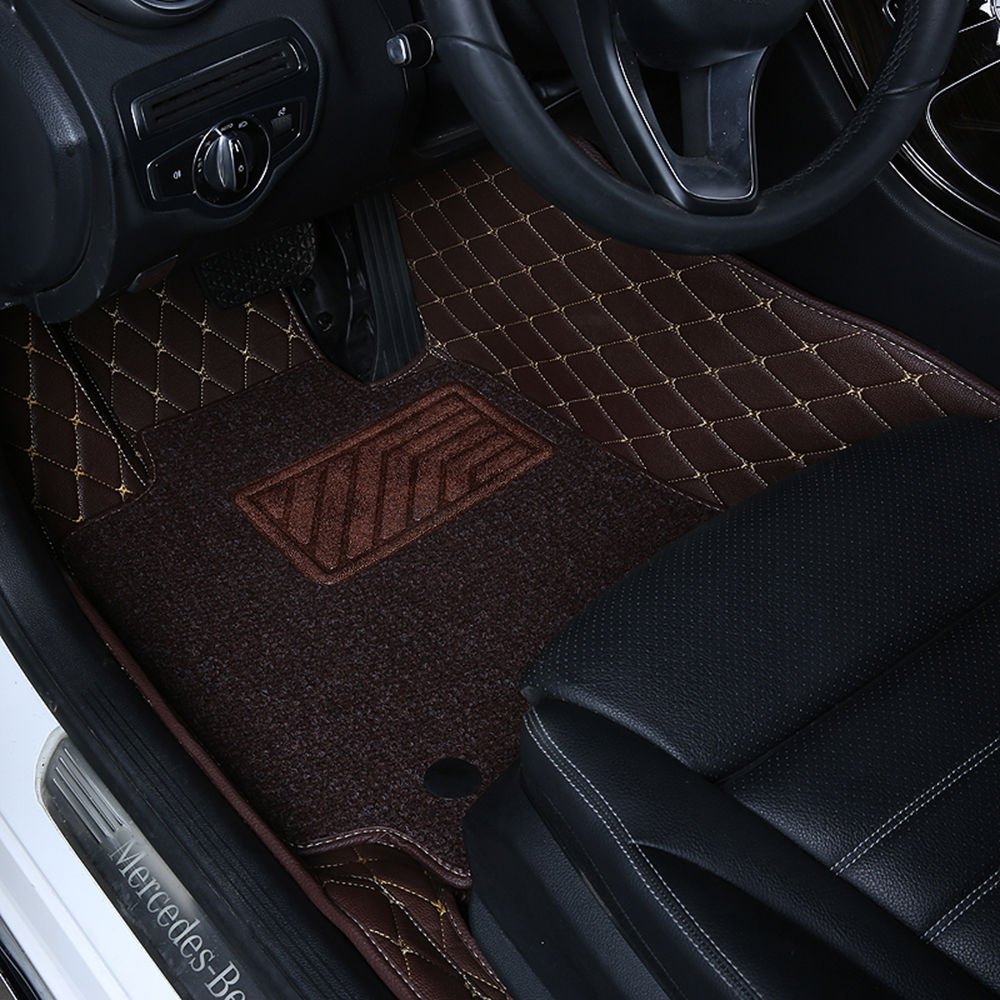 Custom Fit Double Layer Full Coverage Floor Mats for 2007-2016 Cadillac Escalade (6 Seater with 2 Seats in Second Row) - Coffee Brown - All-Weather Protection & Easy Cleaning - Perfect for Family Road Trips, Daily Commutes, and Outdoor Adventures