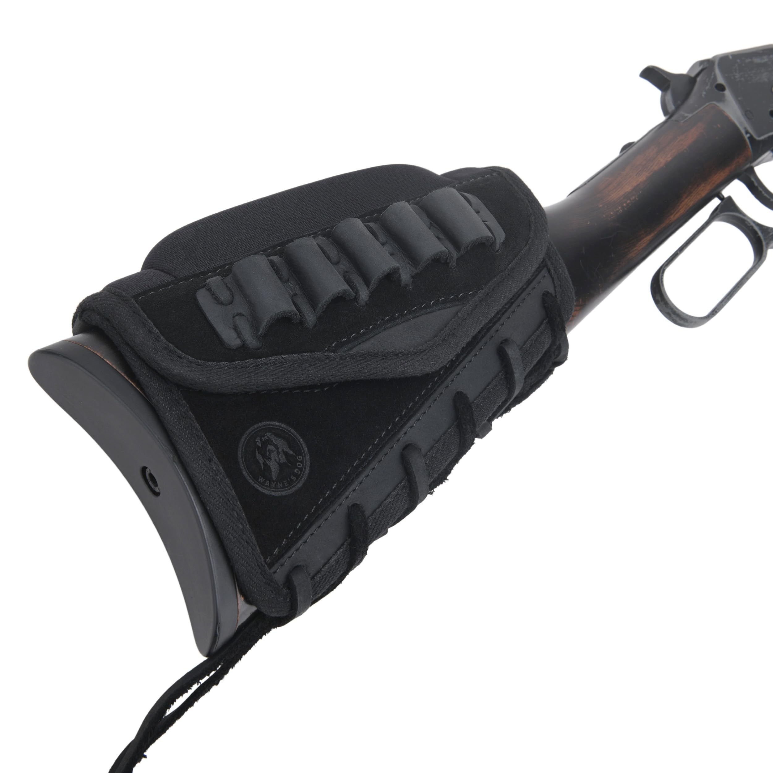 Leather Rifle Cheek Rest Riser Pad - Gun Buttstock Ammo Holder for .30-06 .308 .45-70 - Comfortable Shooting Accessory for Hunting & Target Practice