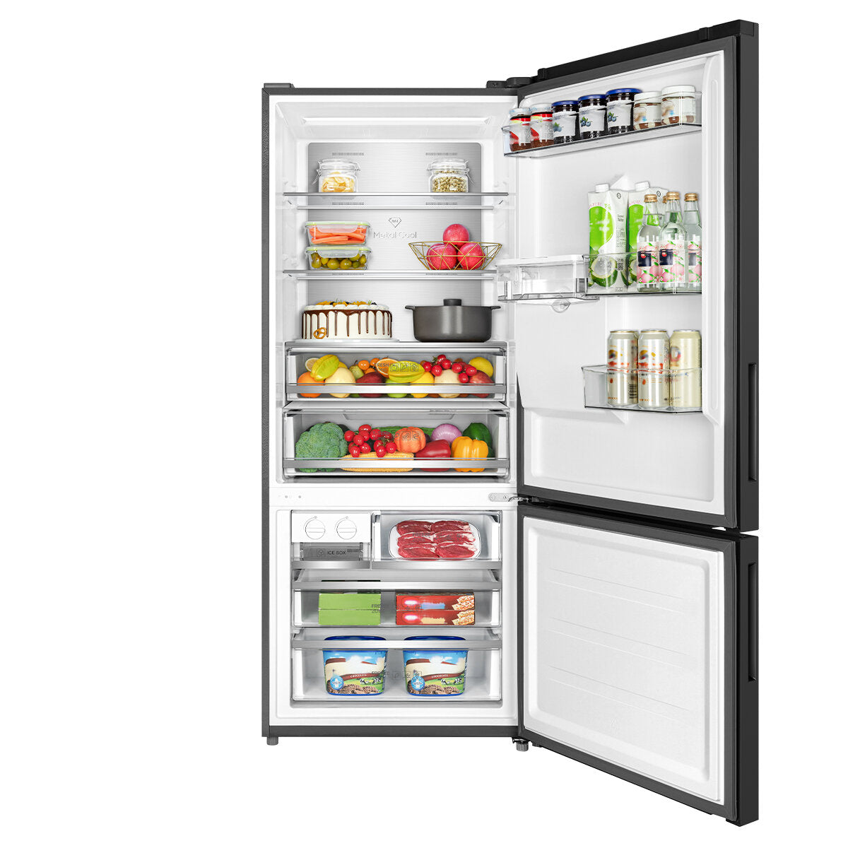 TCL 412L Bottom Mount Refrigerator - Matte Black (C440BFB) | Energy Efficient, Spacious Freezer & Fridge | Perfect for Kitchens, Apartments & Small Homes