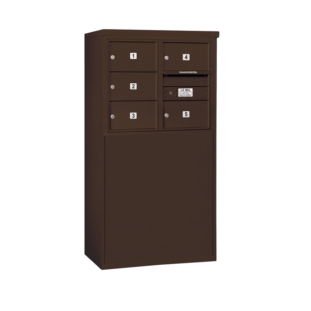 Salsbury Industries 3906D-05ZFP Free Standing Horizontal 4C Mailbox in Bronze - Durable Outdoor Mailbox for Homes, Offices & Apartments
