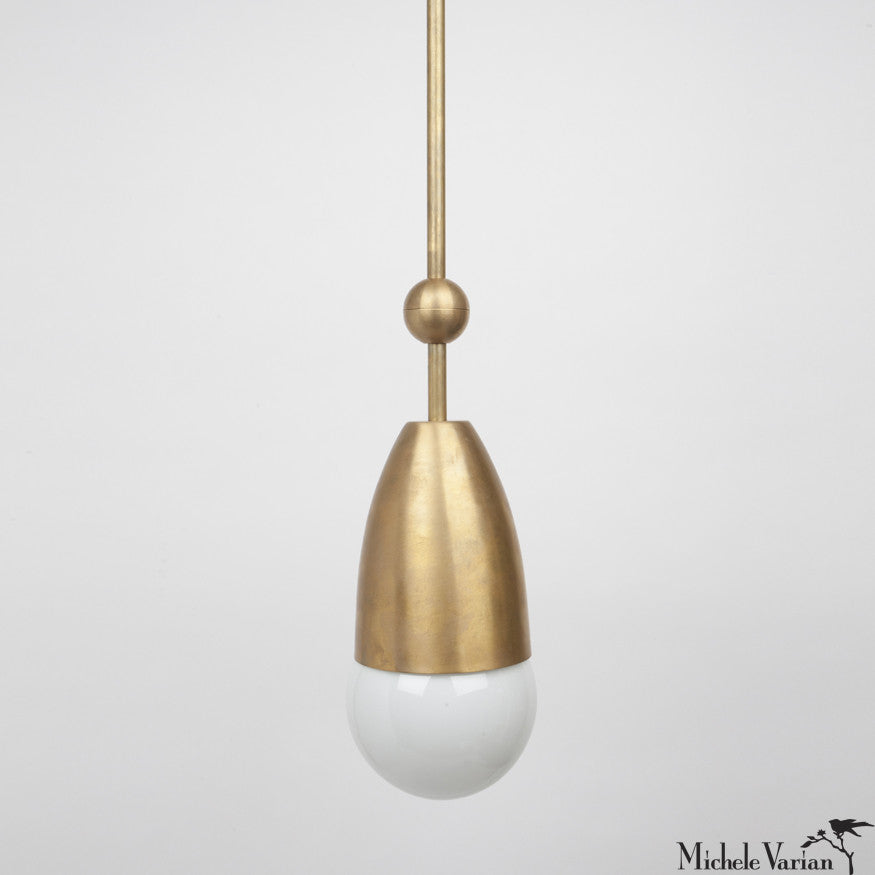 Vintage Brass Cup and Ball Pendant Light - Industrial Style Ceiling Fixture for Dining Room, Kitchen Island & Bedroom Lighting