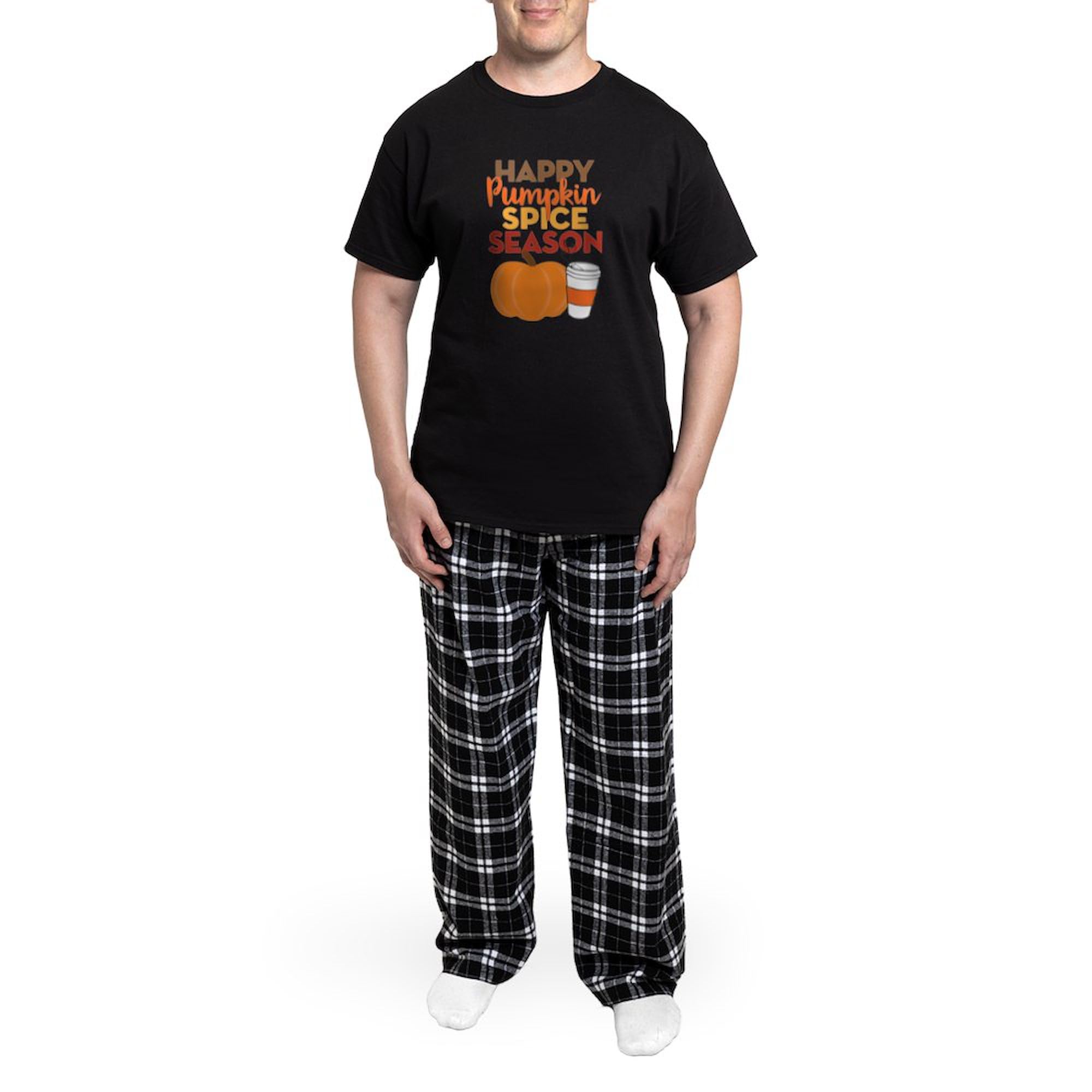 Pumpkin Spice Pajama Set for Men - 2-Piece Flannel Checkered Lounge & Sleepwear - Cozy Fall Pajamas for Autumn Evenings, Thanksgiving & Holiday Relaxation